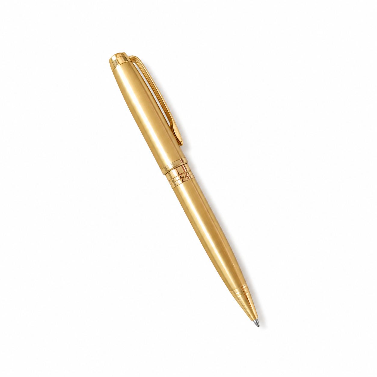 WALIV Aurum Brut ball pen — brushed gold finish, studio photograph.
