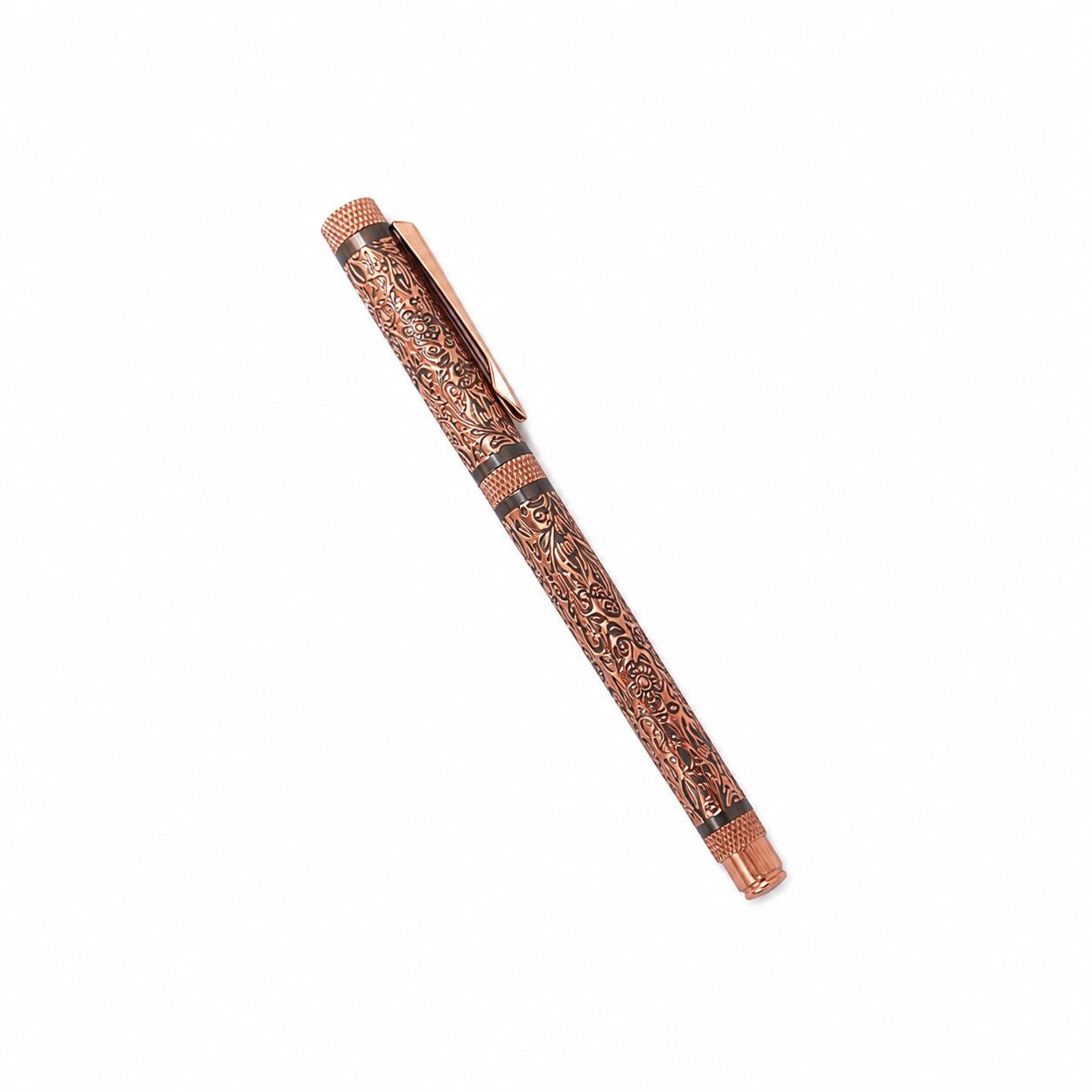 WALIV Filigree Copper executive pen — engraved copper finish, studio photograph.